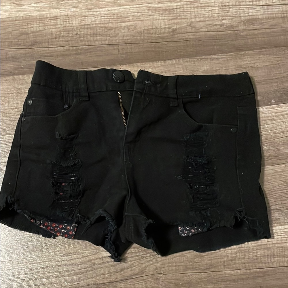 Black Distressed Women's Shorts